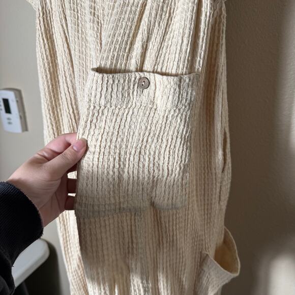 free people | cream off the grid waffle knit women's jumpsuit sz XL - Picture 9 of 11